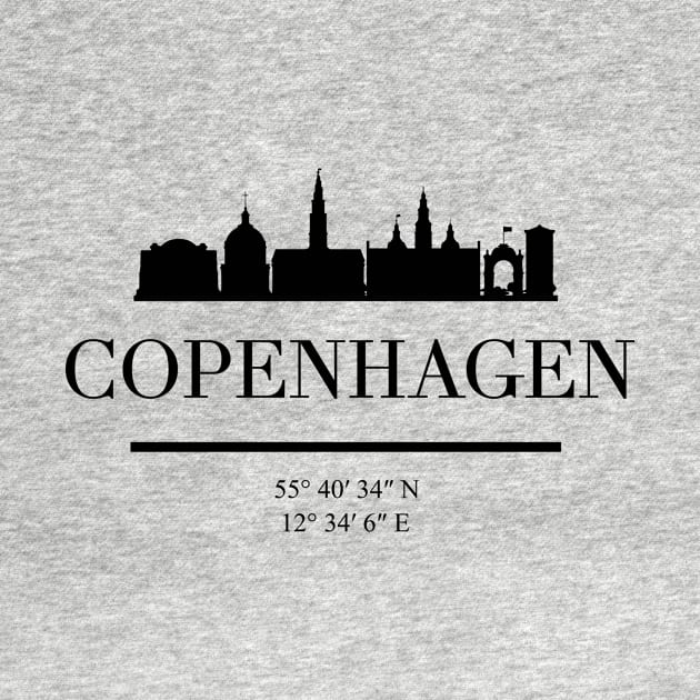 COPENHAGEN DENMARK BLACK SILHOUETTE SKYLINE ART by deificusArt